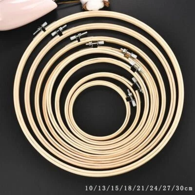 1pc Cross Stitch Embroidery Hoops 10-30cm Bamboo Frame Loop Ring Stitching Craft - Image 1 of 4