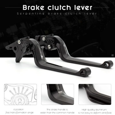 FXCNC CNC Black Long Brake Clutch Lever For Honda Suzuki Kawasaki Yamaha  BMW - Image 1 of 4
