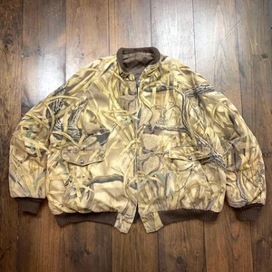 Vintage 1990s Camo Ducks Unlimited Camouflage Bomber Jacket / size 2XL - Picture 1 of 9