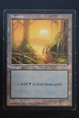 Magic The Gathering MTG SWAMP (MOSSY ROOTS) Mirage MP Moderately Played - Image 1 of 2