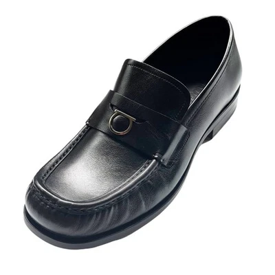 Ferragamo Delmo 9 EE Penny Gancini Black Leather Dress Loafers Men's Casual - Image 1 of 4
