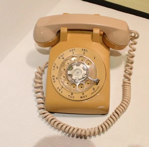 Teléfono de escritorio giratorio eléctrico occidental vintage Bell System beige/bronceado CD500 - Imagen 1 de 8