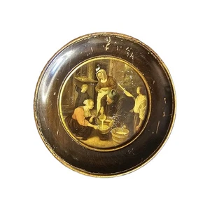 An Antique Early Victorian 19thC Round Framed Picture in a Wooden Frame - Picture 1 of 7