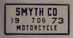 Virginia VA Kennzeichenschild 1973 Oldtimer Motorrad #706 z - Bild 1 von 2