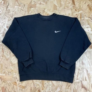 Sudadera Nike Negra Mini Swoosh Boxy Pesada Mediana Años 90 De Colección - Imagen 1 de 5