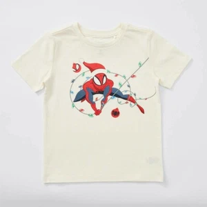Marvel Spiderman Christmas Santa Christmas Boys T Shirt Top New with Tags - Picture 1 of 1