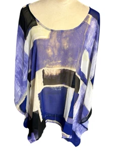 Lane Bryant Kimono Poncho Purple Color Block Tie Dye Sheer Top Size 14/16 - Picture 1 of 8