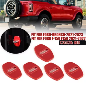 Red Door Lock Cover Buckle Decor Trim Fits Ford Bronco For F-150 F150 2021 2022 - Picture 1 of 8