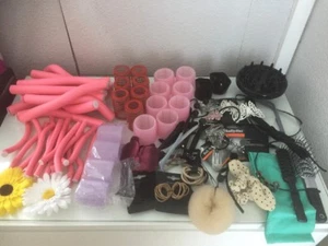 Huge Bundle Of Hair Hairdressing Items Accessories Rollers Bobbles Used New - Picture 1 of 12