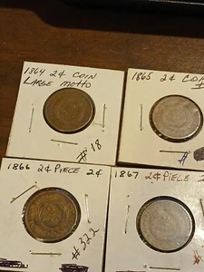1864, 1865, 1866, 1867, Four Consecutive Years Of Two Cent Pieces - Picture 1 of 14