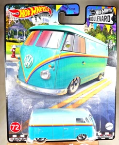 Autobús Volkswagen T1 2021 Hot Wheels Premium Boulevard #72 panel Aqua-Teal con RR - Imagen 1 de 6