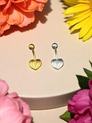 Piercing ombelico acciaio chirurgico Banana mm. 1,6 x 10 Con Cuore - Immagine 1 di 3