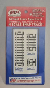 Atlas #2509 N-Scale  Nickel Silver Rail Straight Track Assortment Snap-Track NOS - Picture 1 of 6