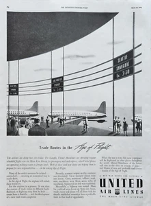 1943 United airlines Vintage Ad Trade Routes in the Age of Flight - Picture 1 of 1