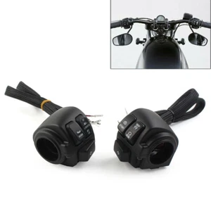 Black Motorcycle Handlebar Control Switches+Wiring Harness For Harley Dyna Vrod - Foto 1 di 11