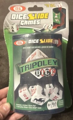 全新 Tripoley 骰子幻灯片 家庭游戏 心形 扑克 密歇根 Rummy — 第 1/2 张图片