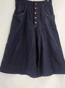 H.I.S. For Women Pants Vintage Wool Super Wide Leg Cullotes Denim Blue - Picture 1 of 7