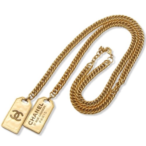 Collana Chanel F20C Coco Mark Logo Cambon Plate DOPPIO CANE METALLO GP COLLO:90CM