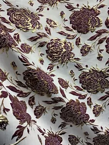 PFLAUMENGOLD Blumen Brokat Stoff (60 Zoll) Verkauft vom Hof - Bild 1 von 2