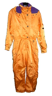 Mono con capucha naranja vintage Bogner para mujer 10 Reg esquí snowboard Foto 1 de 4