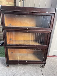 Three Section Barrister  Bookcase THE UDELL WORKS/ Peck & Hills. For Restoration - Picture 1 of 15