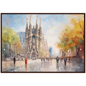 Barcelona Landscape Painting Spain Impressionism Art Print Sagrada Familia Print - Picture 1 of 8