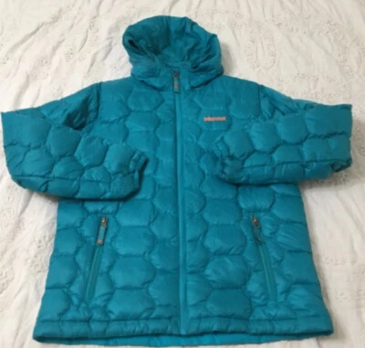 MARMOT Youth X-Large Turquoise Quilted 700 Fill Duck Down Coat Jacket-VERY NICE - Image 1 of 4