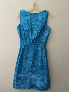 Vintage 60’s Blue Metallic Tinsel Sheth Dress size XS 24” Waist Side Zipper - Picture 1 of 10
