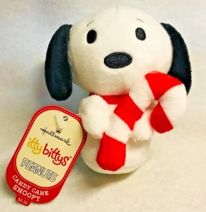 Hallmark Itty Bittys CANDY CANE SNOOPY 2019 Xmas Peanuts Gang Mini Plush NWT - Picture 1 of 3