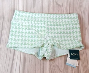 Roxy Check it, green and white shorty bikini bottoms M Medium BNWT - Picture 1 of 5