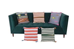 Set of 5 cotton cushion covers with handwoven featuring geometric pattern - Picture 1 of 6