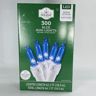 ¡Nuevo! Mini luces LED azules 64 pies de 300 cable blanco interior/exterior cualquier ocasión Foto 1 de 4