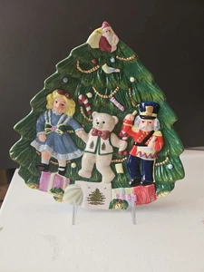 Spode Árbol de Navidad "Juguetes Alrededor del Árbol" Plato de Galletas Esculpido con Caja Original 11" - Imagen 1 de 7