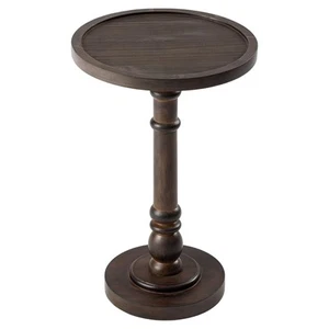 COZAYH Pedestal Tray Top End Table for Holding Drinks, Lamps, Plants, Dark Brown - Picture 1 of 8