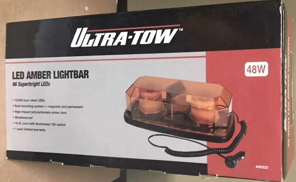 Ultra-Tow 48W, 12V, 96- LED Amber Light Bar With Magnetic and Permanent Mount - Image 1 of 2