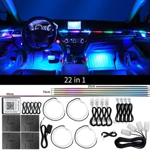 22 in 1 Symphony app Car Atmosphere Interior LED Acrylic Fiber Ambient Light RGB - Picture 1 of 12