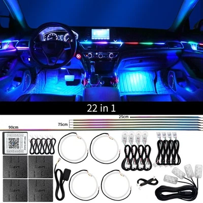 22 in 1 Symphony app Car Atmosphere Interior LED Acrylic Fiber Ambient Light RGB - Image 1 of 4