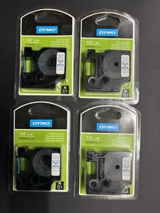 4 GENUINE Dymo D1 Standard Label 1/2in x 23ft (12mm X 7m), Blue on White 1858736 - Picture 1 of 3