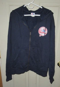 Vintage Y2K New York Yankees Majestic Hoodie Embroidered Full Zip Size L - Picture 1 of 5