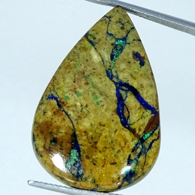 Piedra preciosa cabujón pera malaquita azurita 100 % natural 29,30 quilates 22X32X6 mm Foto 1 de 4