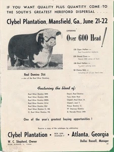 Zeitschriftenanzeige - 1948 - Clybel Plantation - Mansfield, GA - Hereford Cattle - Bild 1 von 1