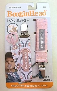 New BooginHead Pacigrip 2 Pacifier Clips Rainbows/Dots Teether Small Toys Paci's - Picture 1 of 6