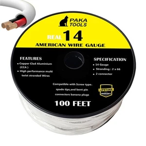 Cavo altoparlante audio da parete 100 piedi cavo 14/2 AWG calibro 2 conduttori - Foto 1 di 4
