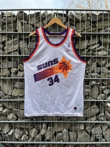 Vintage Phoenix Suns #34 Charles Barkley NBA White Champion Jersey Size 44 Large - Picture 1 of 9