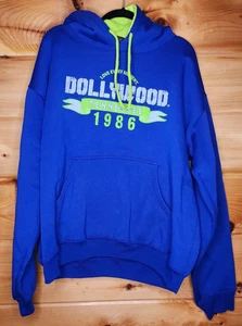 Dollywood Hoodie Sweatshirt Tennessee Theme Park Blue Green Neon Size Large - Picture 1 of 19