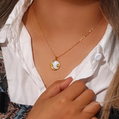 Versatile Shell Moon Necklace – Elegant Ocean & Celestial Gift for Her - Image 1 of 4
