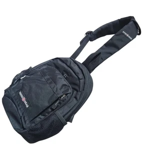 Swiss Gear Black Sling Bag Black Crossbody Padded Strap Adjustable Backpack - Picture 1 of 6