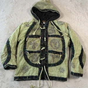 Chaqueta Gheri Mujer Mediana Verde Nepal Poncho Baja Hippie Forrada de Vellón Sudadera con Capucha - Imagen 1 de 16