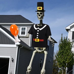 12 ft Giant Sized Skeleton Costume Set Extra Large Shirt and Hat Inflatable T... - Picture 1 of 6