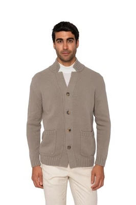 Chaqueta Cardigan De Cashmere Grís Claro FEDELI 100% Cashmere 40 US 50 EU - Imagen 1 de 4